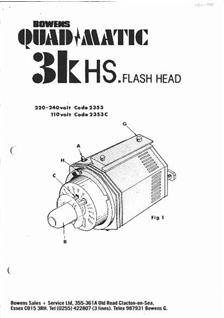 Bowens Ltd Quadmatic Flash Systems manual. Camera Instructions.